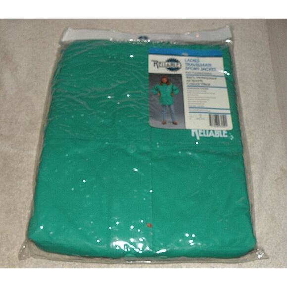 Vtg Reliable Women’s Med Zipper PVC Coated Nylon Rain Jacket Jade NWT Waterproof - Picture 2 of 2